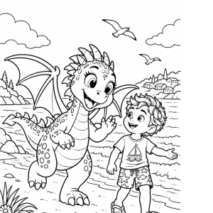 Hailey the Friendly Dragon with Danté Colouring Book